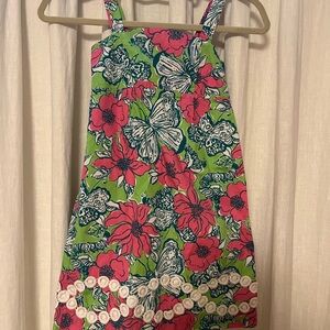 Lilly Pulitzer -Floral Butterfly Dress with Pink and Green.  Girls Size 8
